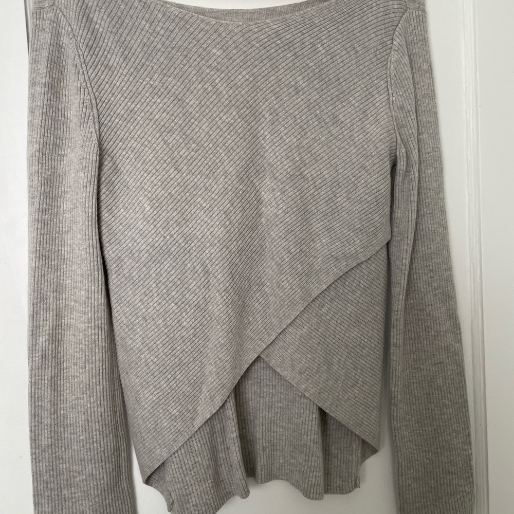 Babaton Gray/Grey Ribbed Knit Top- size Smalle